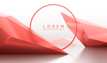 Wall Mural - red ring and geometric shapes on white background