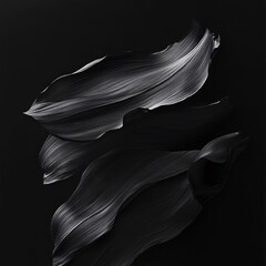 Poster - Dark canvas featuring dynamic black brushstrokes swirling with fluid motion, generating textural visual rhythm