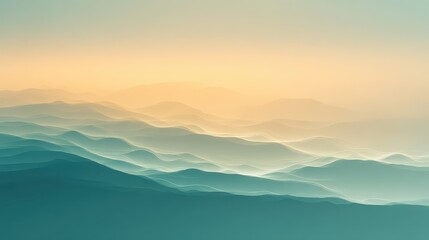 Wall Mural - Serene Dreamy Landscape with Soft Waves of Blue and Orange Tones Under Gentle Light at Dawn or Dusk for Tranquil Atmosphere and Relaxation