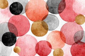 Wall Mural - soft watercolor circles pattern in pinks and greys for backgrounds