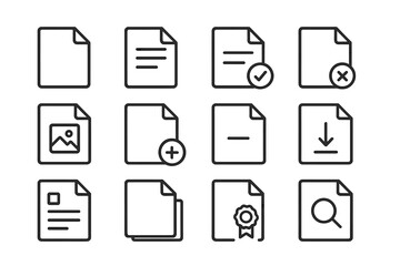 Wall Mural - modern vector illustration of various document icons representing tasks and actions in a clean, mini