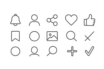 Wall Mural - vector illustration of modern user interface icons for digital applications in a minimalistic style
