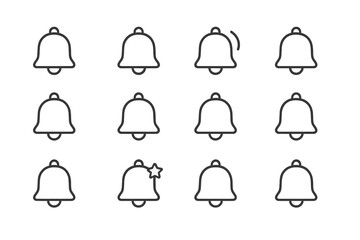 Wall Mural - modern vector illustration showcasing various bell icons in a minimalist style, emphasizing design s