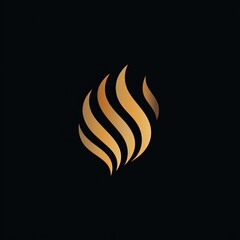 Leinwandbilder - Glowing golden flame icon on deep shadowy background