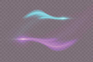 Poster - Bright light trail. Colorful twirling light effect on transparent background. Vector