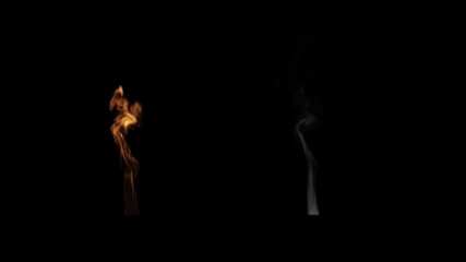 Wall Mural - realistic fire and smoke rising in dynamic loop on transparent alpha