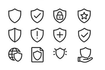 Wall Mural - modern vector illustration of security icons representing protection, trust, and safety measures for