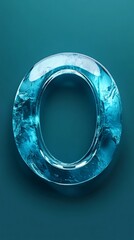Poster - Frosty numeral zero against turquoise surface symbolizing winter crispness, communicating cool graphic design concept for seasonal branding materials