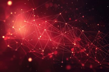 Red abstract network design with glowing points.
