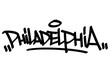 © dirtyfellas - Philadelphia graffiti tag in bold black lettering on white background. Clean urban style, ideal for historic city culture, hip hop, and creative street art projects.