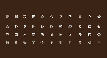 Set of abstract initial letter a-z.monogram logo design, icons for business of luxury,elegant and random