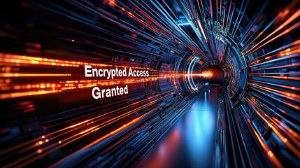 Wall Mural - encrypted access granted: a futuristic digital tunnel