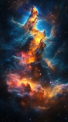 Wall Mural - cosmic cloud formation glowing in vibrant colors surrounded by stars in deep space