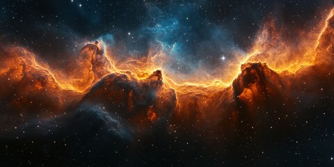 Wall Mural - celestial wonder displays vivid colors and intricate patterns in interstellar nebula during cosmic o