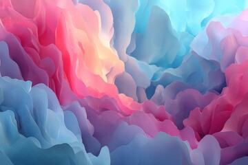 Poster - Colorful abstract waves creating a stunning visual display in soft pastel hues