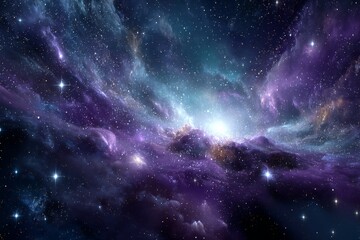Aufkleber - Captivating view of a vibrant galaxy filled with stars and cosmic clouds in the vast universe during a serene night