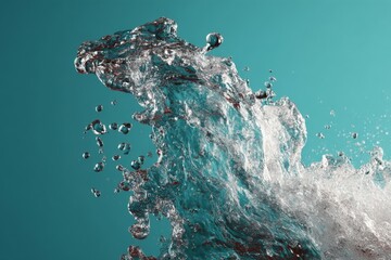 Aufkleber - Dynamic splashes of water create mesmerizing patterns against a turquoise backdrop during high-speed photography