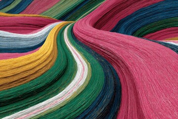 Aufkleber - Colorful threads create a vibrant abstract landscape capturing the beauty of art and craftsmanship in textile design