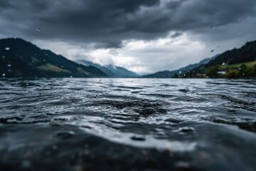 Poster - Lake Water Ripples on a Cloudy Day, Representing Tranquility and Environmental Awareness for Travel and Tourism Marketing Campaigns : Generative AI