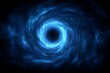 © ChaoticMind - Vivid representation of a cosmic vortex with glowing blue hues and dark center in deep space