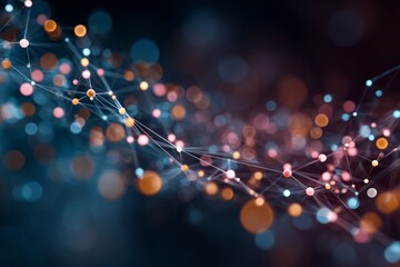 Poster - Abstract representation of colorful digital connections in a vibrant network at night