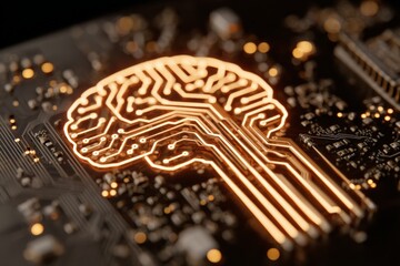 Poster - Circuit board design showcases neural network visualization in technology innovation