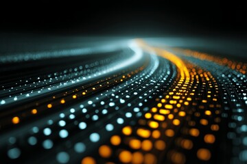 Leinwandbilder - Digital light trails create dynamic waves of color in abstract pattern during nighttime