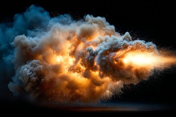 Poster - Explosive burst of flames and smoke in a dramatic display during a nighttime event