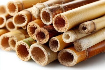 Aufkleber - Close-up view of bamboo sticks arranged artistically for craft projects and home decor ideas