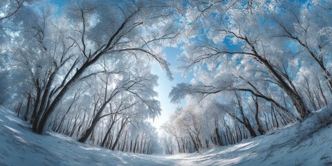 Aufkleber - Snowy Forest Path on a Sunny Winter Day, Depicting Cold Weather Travel and Seasonal Adventure : Generative AI