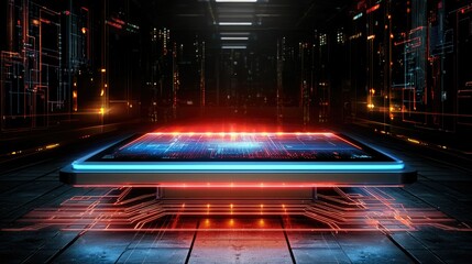 Wall Mural - futuristic tech interface: a digital nexus