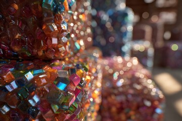 Aufkleber - Abstract Cluster of Colorful Cubes, Reflecting Innovation and Creative Solutions in a Complex System, Ideal for Technology and Business Concepts : Generative AI