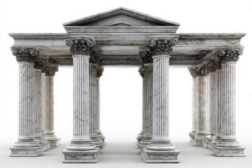 Poster - Elegant marble structure showcasing classical architecture with columns and intricate details in a minimalist setting