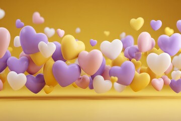 Leinwandbilder - Colorful heart shapes floating in mid-air create a cheerful atmosphere for celebrations and festive occasions