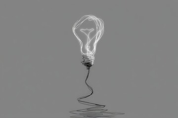 Aufkleber - Creative illustration of a light bulb with a unique swirling design on a gray background capturing innovative energy concepts