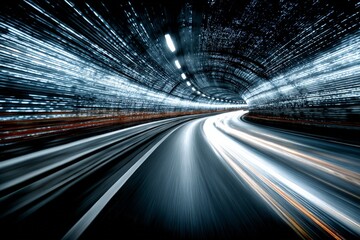 Aufkleber - Light trails create dynamic patterns in a tunnel during night travel