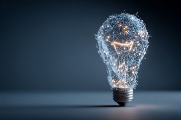 Aufkleber - Creative light bulb design with glowing connections demonstrating innovation and technology in a modern setting
