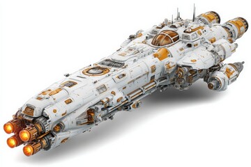 Aufkleber - Detailed model of a futuristic spaceship showcasing intricate design elements in a clean setting