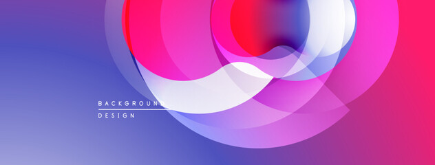 Leinwandbilder - Abstract colorful design. Overlapping circles create dynamic visual effect. Gradient shades transition smoothly, modern aesthetic.