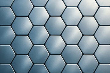 Wall Mural - this showcases a smooth metallic surface featuring tessellated hexagons that create a striking symme
