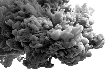 Aufkleber - Dynamic swirling black and white cloud of ink creating an ethereal, abstract formation in a controlled environment