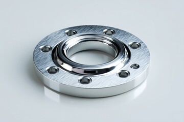 Leinwandbilder - Stainless steel flange showcasing precision engineering and polished finish for industrial applications