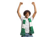© Ljupco Smokovski - Happy african american guy cheering with a green and white scarf