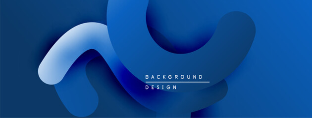 Leinwandbilder - Abstract blue shapes overlap creating dynamic composition. Gradient colors suggest depth, modern aesthetic. Minimalist design, clean lines.