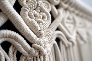 Poster - Intricate macrame wall hanging with detailed patterns and textures showcased in a bright indoor setting
