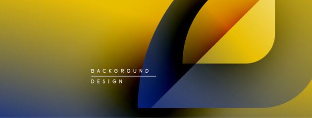 Leinwandbilder - Abstract background features dynamic curves, gradient colors. Yellow blends into blue, creating modern design element. Minimalist text present.