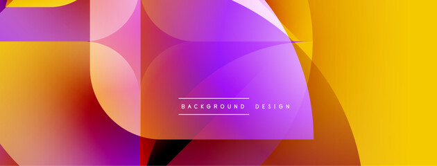 Leinwandbilder - Abstract vibrant design features overlapping colorful shapes. Gradient hues blend orange, purple, yellow creating modern aesthetic.