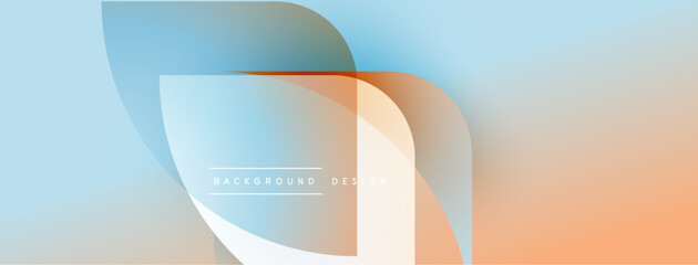 Leinwandbilder - Abstract background features overlapping shapes, soft color gradients. Blue, orange hues create modern visual effect. Minimalist design.