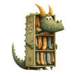 © Cheewarat - Dragon in the wardrobe: An adorable cartoon dragon peeks curiously from behind a wardrobe filled with colorful socks, embodying playful imagination and creative joy.
