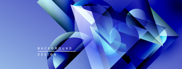 Leinwandbilder - Abstract blue geometric shapes create dynamic background. Gradient colors, modern design, visual texture. Minimalist aesthetic, clean lines.